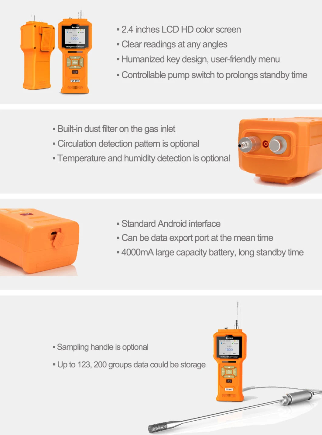 Portable IP66 Ammonia Gas Detector with Electrochemical Gas Sensor (NH3 0-100ppm)