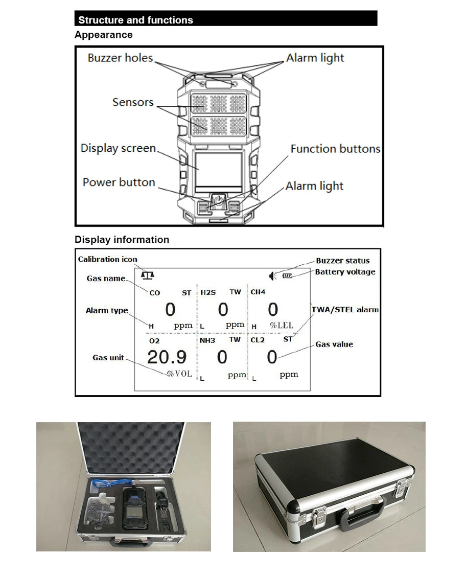 Nh3 Gas Detection Meter in Poultry Farm Ammonia Gas Detector 6 in 1 Multi Gas Alarming Analyzer