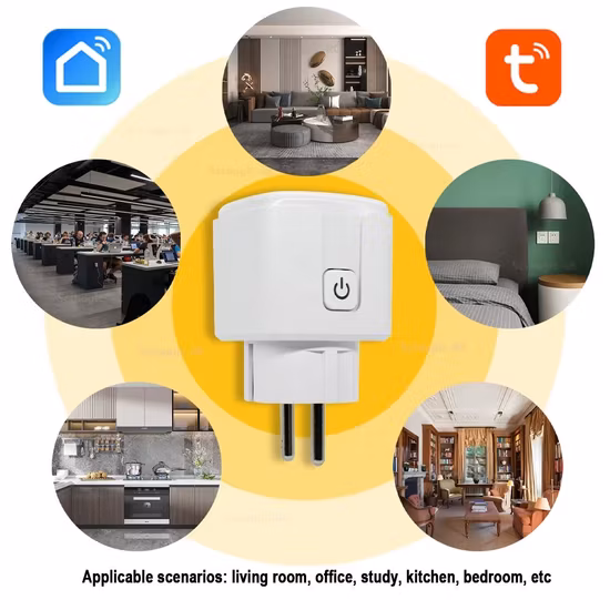 Ventes chaudes Alexa Google Home Tuya APP Télécommande sans fil Minuterie WiFi Smart Socket Plug Us WiFi