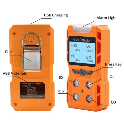 Détecteur de gaz portable H2s O2 Ex Co 4 fonctions à vendre