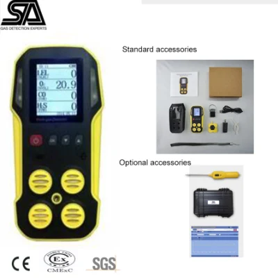  Détecteur de gaz portable multi 4 en 1 pour CH4/Lel.  H2s, Co, O2 avec capteurs britanniques