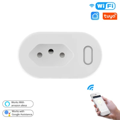 Prise de courant intelligente WiFi Plug Luminosité Ajuster la prise de minuterie Tuya Smart Life APP Compatible pour Amazon Alexa Google Assistant Voice Control Br