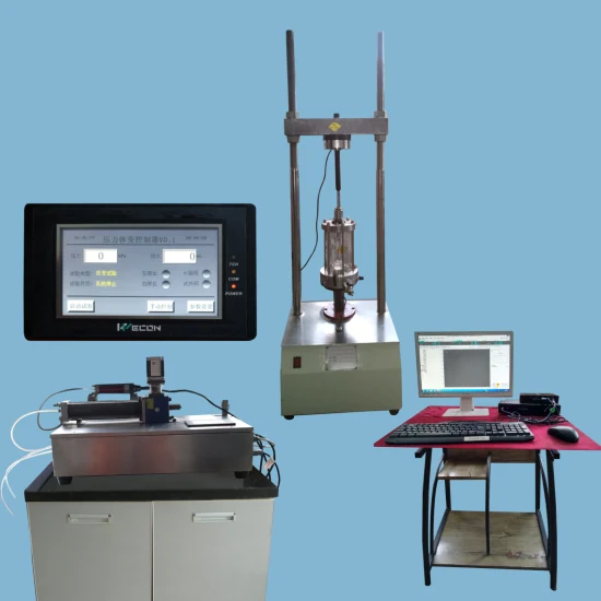 C002 60kn Essai de sol Confinement Instrument de mesure de la pression Appareil triaxial de contrôle de la souche du sol